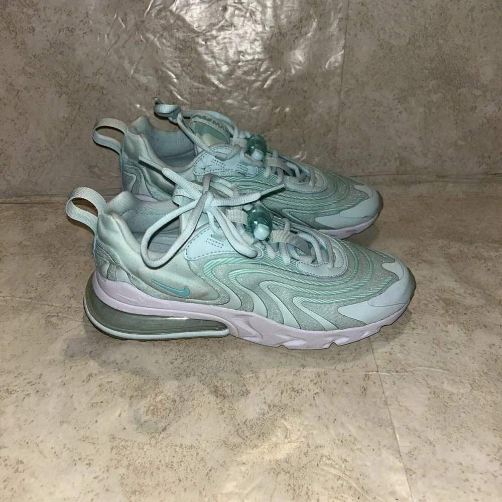 Nike Air Max 270 React ENG Teal White Athletic Lace Up Sneakers Women Size 7.5